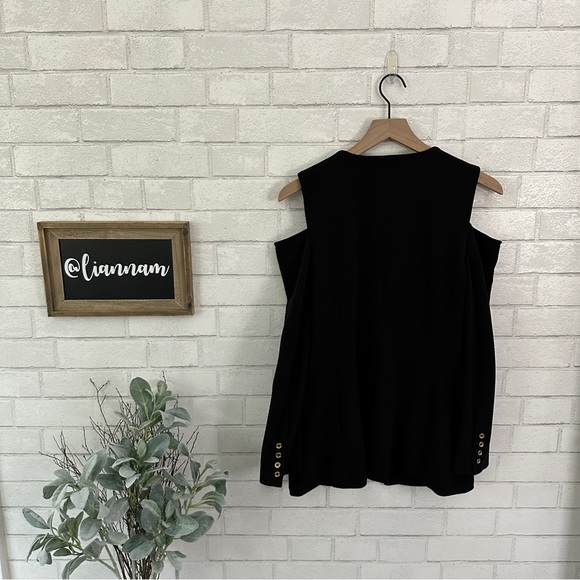 MICHAEL Michael Kors Black Cold Shoulder Single Button Jacket Blazer - Picture 8 of 12